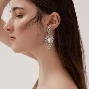 Sparkly Crystal Dangle Drop Earrings Rhinestone for Women Jewelry GOLD